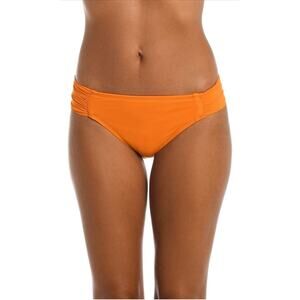 La Blanca Island Goddess Side Shirred Hipster Bikini Bottom Tangerine Orange 16